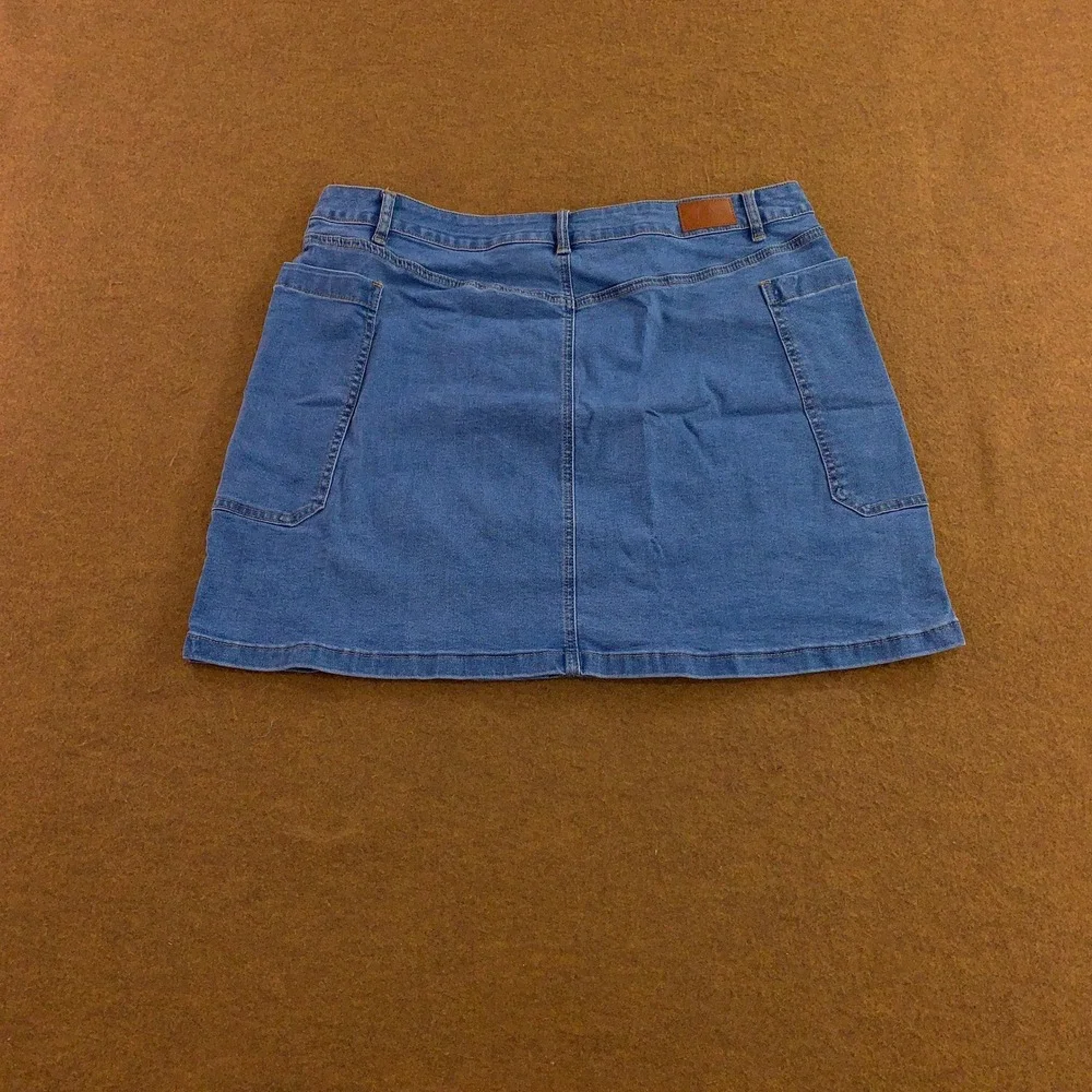 Sidefeel Womens 2XL Blue Stretch Denim Patch Pocket Mini Skirt New